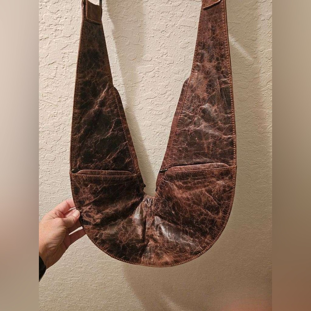 Brown Marbled Classic Leather Sash Bag
